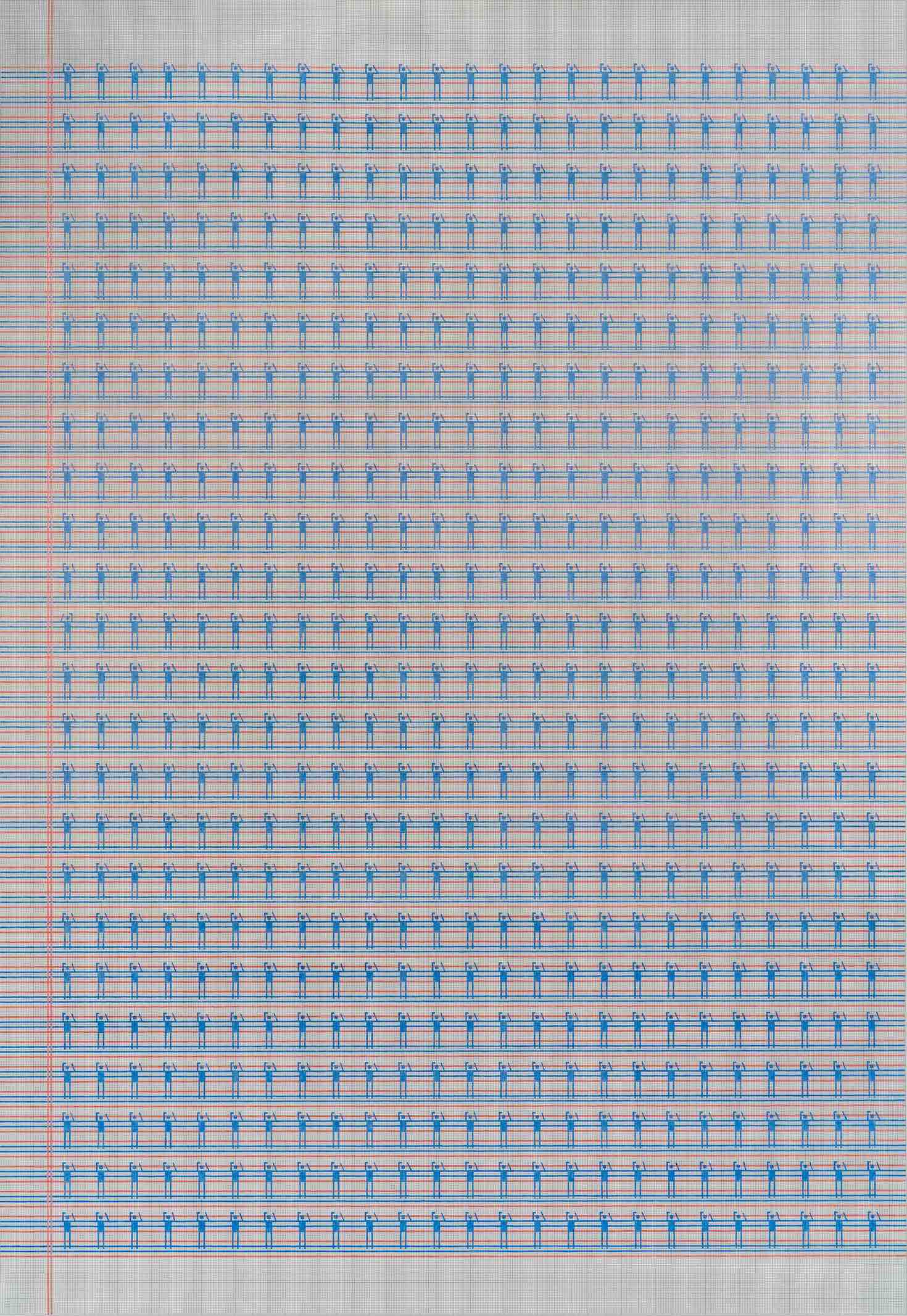 Koyal Raheja, pencil drawing on graph paper, contemporary